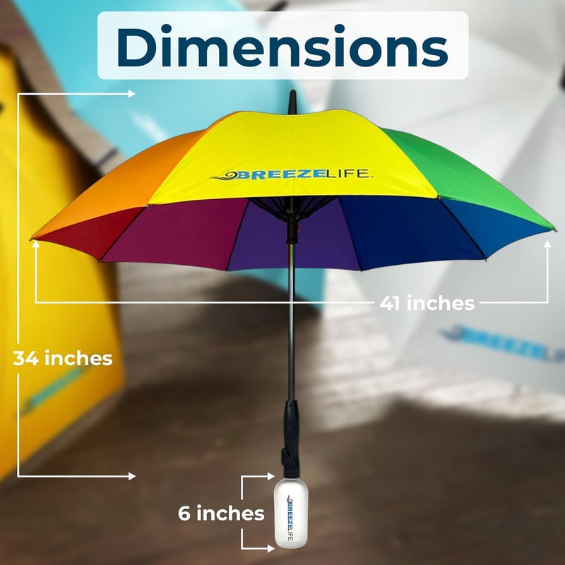 Breezelife Rechargeable Mister Breeze, Sun Umbrella with Fan and Mister, Umbrella Mister with Built-in Fan, For Festivals, Beach and More, Blocks Harmful Sun Rays, Mist bottle included - Image 2